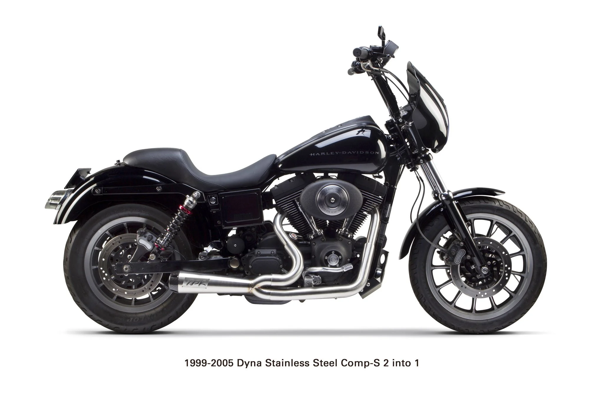 Harley Davidson Dyna (1999-2005) Comp-S 2-into-1 Full Exhaust System Ceramic Black - Part Number 005-4280199-B - Image 2