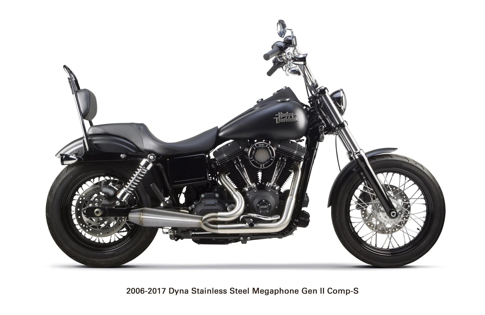 Harley Davidson Dyna (2006-2017) Megaphone Gen II 2-into-1 Ceramic Black - Part Number 005-4690199-B (-XB) - Image 2