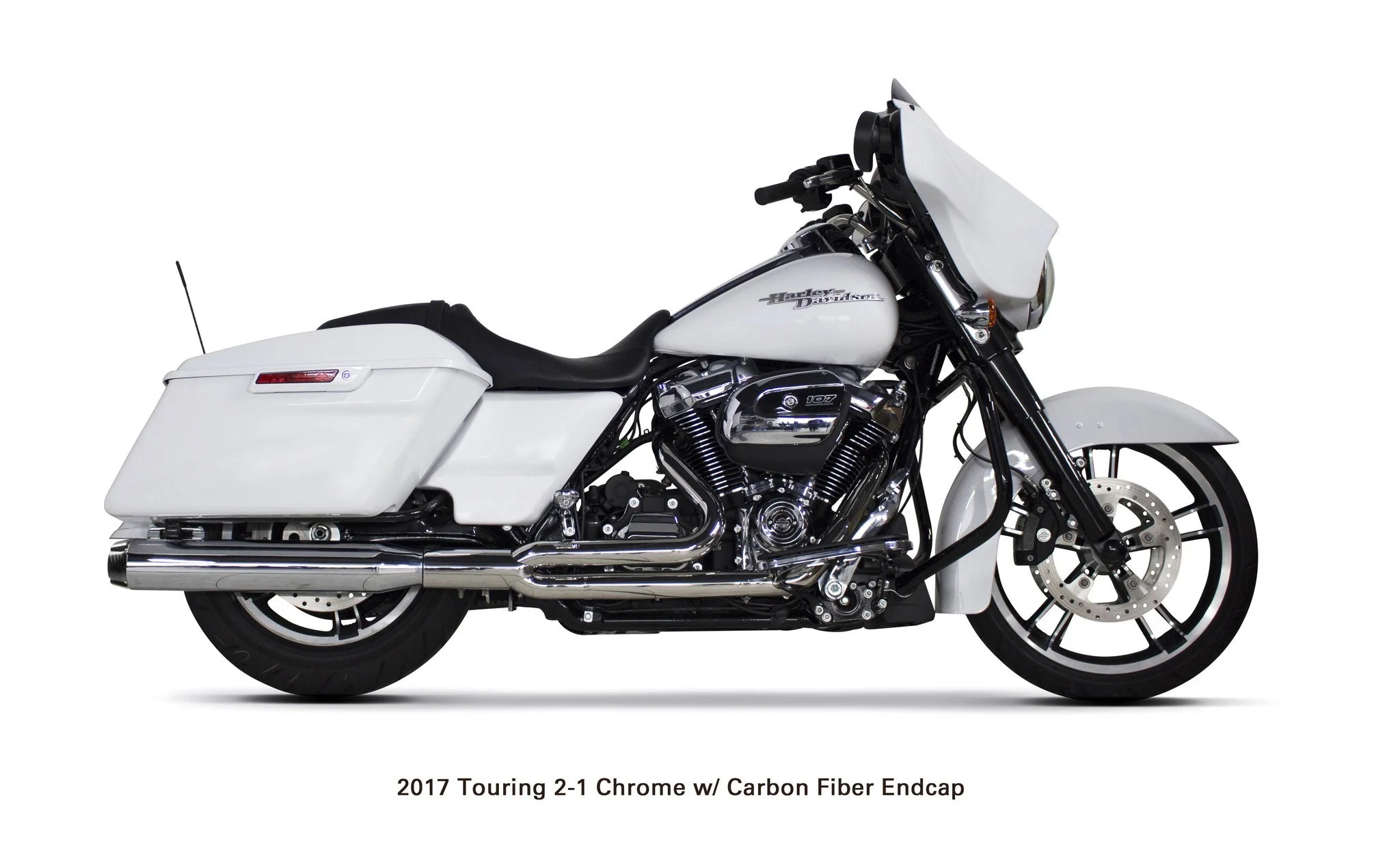 Harley Davidson Touring (2017-23) Comp-S 2-into-1 Chrome w/ Carbon Fiber Endcap Full System - Image 2