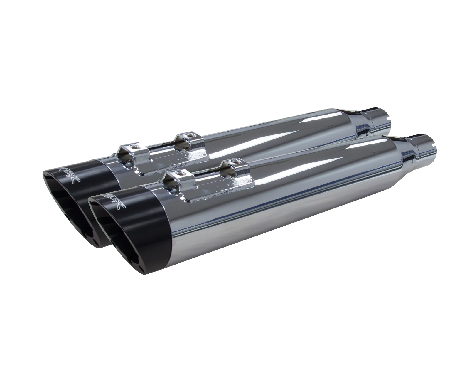 Harley Davidson Touring/Trike (1995-2016) Slip-Ons Chrome w/ Black Slash Cut Cap - Part Number 005-4380499D-S
